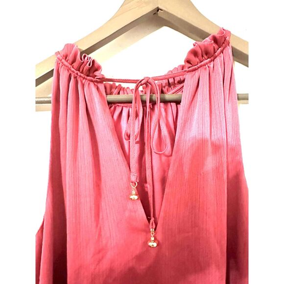 Trina Turk Size Small Womens Fuchsia Halter Sleeveless  Ruffle Hem Dress - Picture 7 of 8